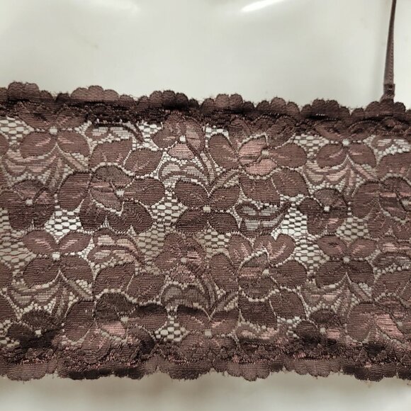Sexy Brown Bralette Crop Top Lace Bandeau Adjustable Straps Removable Pads - NEW - Picture 5 of 16
